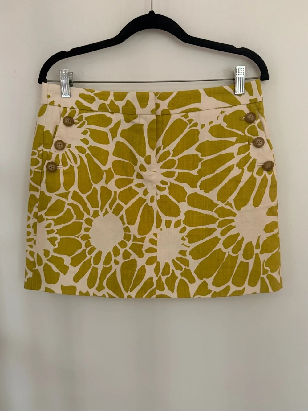 J.Crew Floral Cotton Mini Skirt Mustard Ivory Size 6